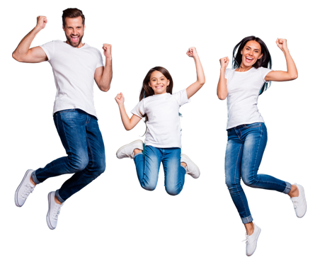Family jumping together